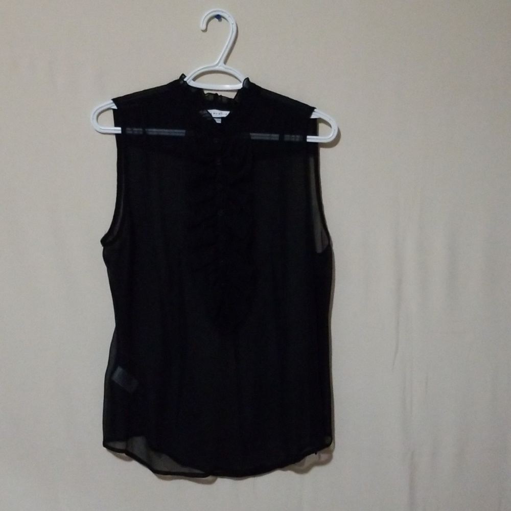 🌸Sheer Black Sleeveless Blouse
